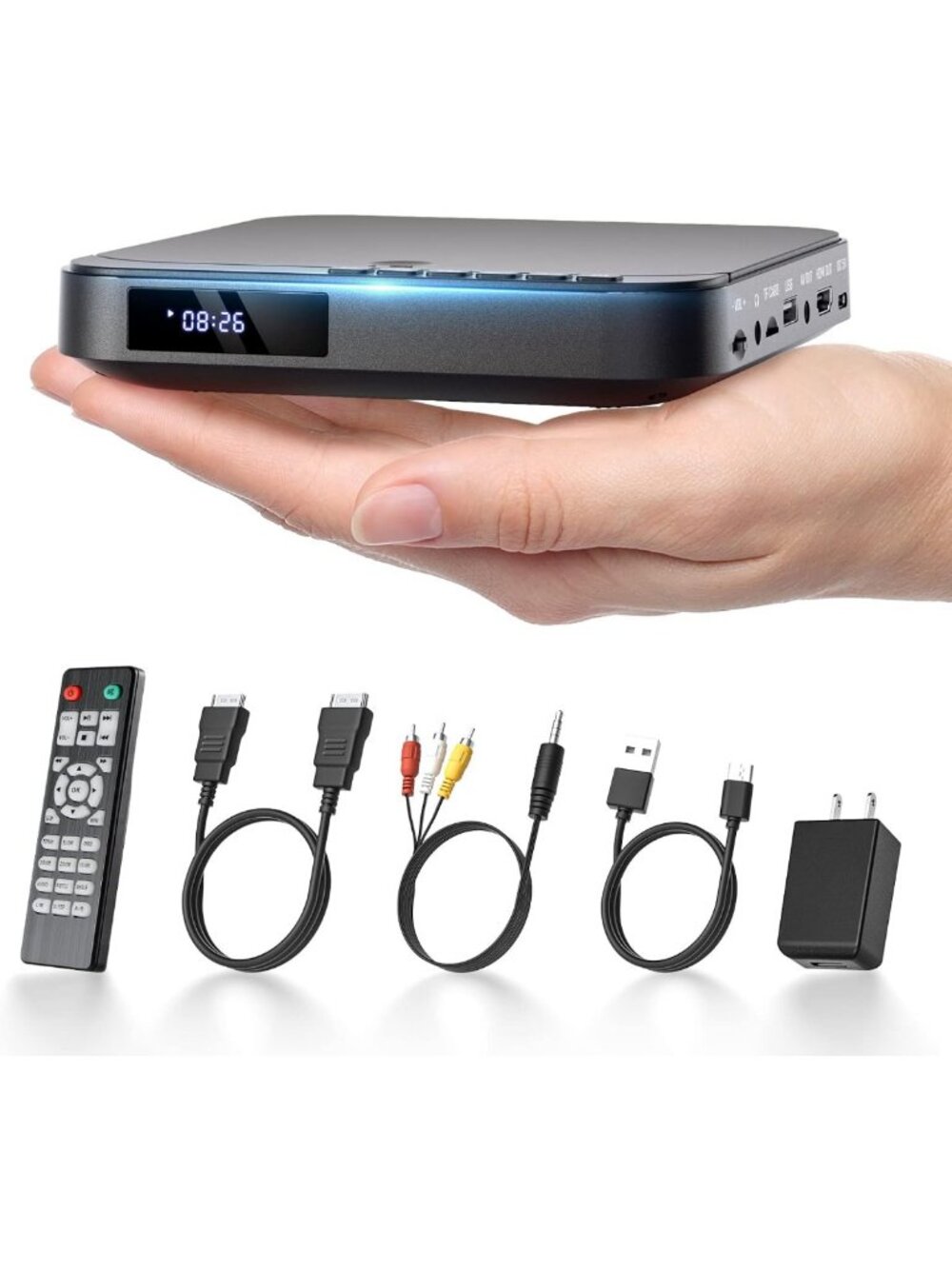 Compact HDMI Mini DVD Player for TV, Region Free, 1080P Upscaling, Portable